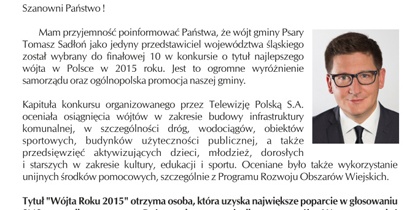 Wójt sąsiedniej gminy w finale konkursu o tytuł najlepszego wójta