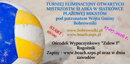 Turniej Eliminacyjny Otwartych Mistrzostw Śląska w siatkówce plażowej w Rogoźniku 