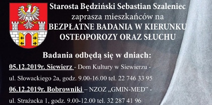 Bezpłatne badania w kierunku osteoporozy oraz słuchu